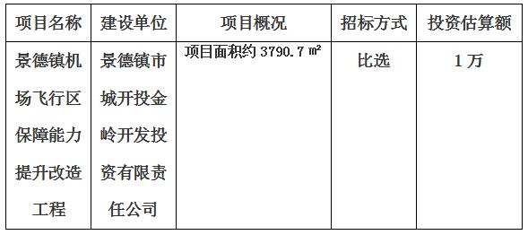 景德镇机场飞行区保障能力提升改造工程档案整理项目计划公告