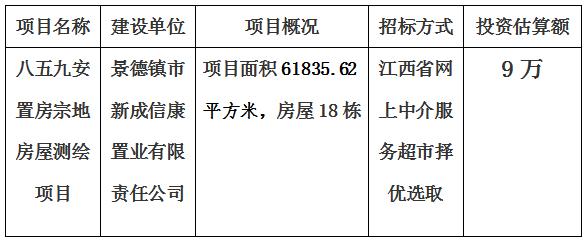 景德镇市八五九安置房宗地房屋测绘项目计划公告