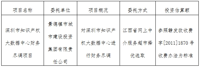 深圳市知识产权大数据中心财务尽调项目计划公告