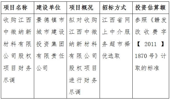 收购江西中微纳新材料有限公司股权项目财务尽调计划公告