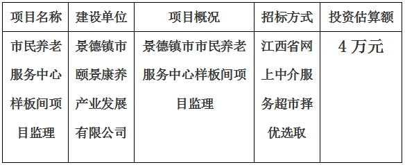 市民养老服务中心样板间项目监理计划公告